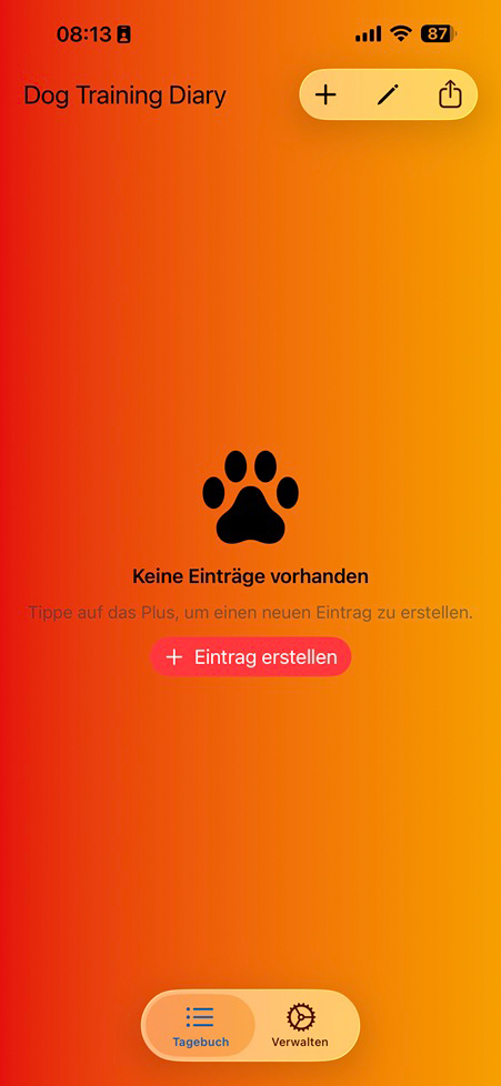 Dog Training Diary – Trainingsliste